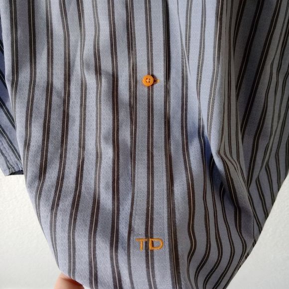 Thomas Dean Men's Cotton Striped Button-down Casual Shirt size Large - Picture 9 of 9